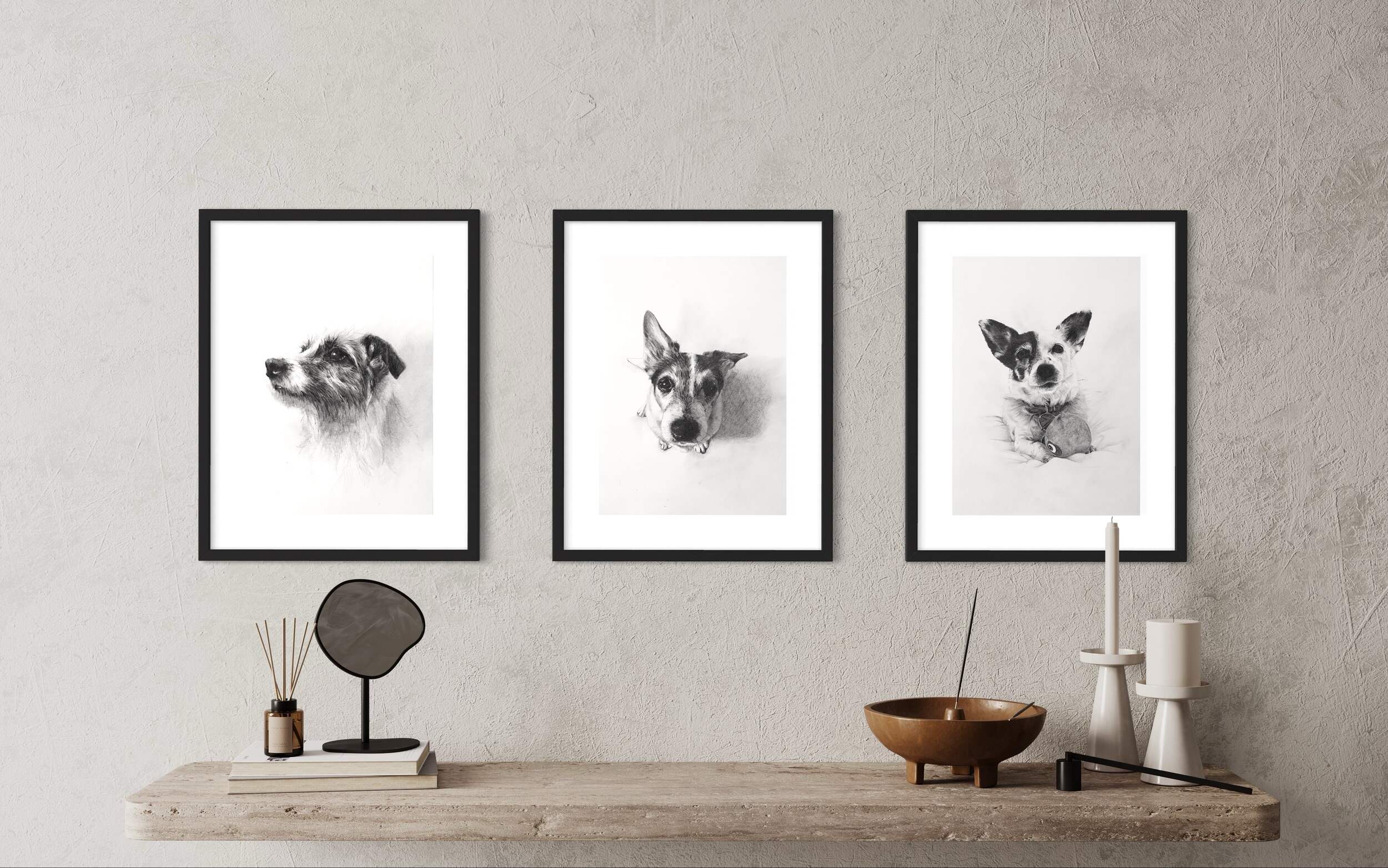 Dog Pencil Portraits Framed.jpg